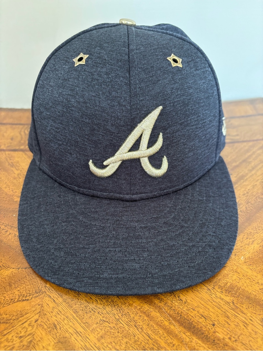 Atlanta Braves Script A Embroidered Baseball Cap - Navy and Cream